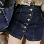 P-058173  韓國原版金美娜穿著的多扣排扣包臀牛仔短裙深藍色